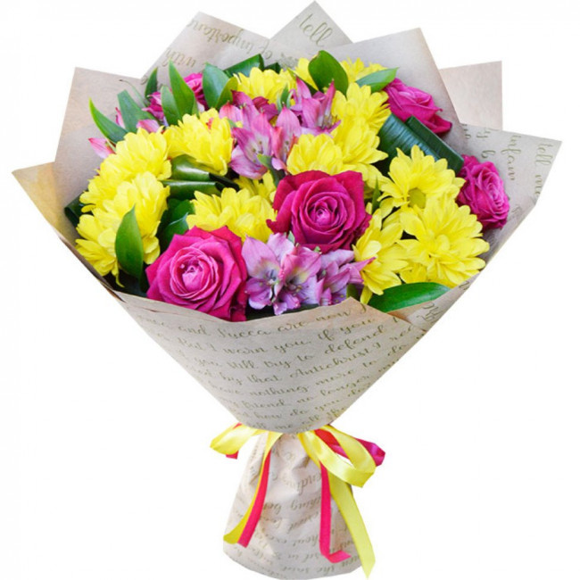 Букет цветов "Яркий этюд"